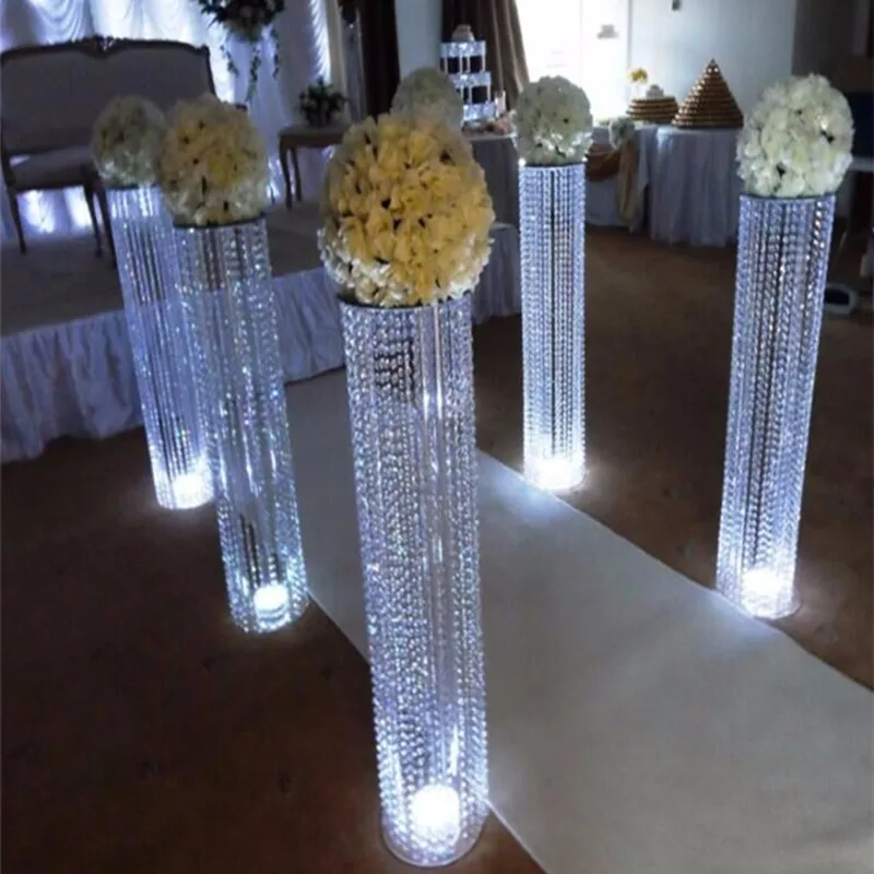 Upscale Ｗedding Table Centerpieces Decoration Acrylic Crystal Beads String   Flower Stand  Event Party Road Lead Guide 10Pcs