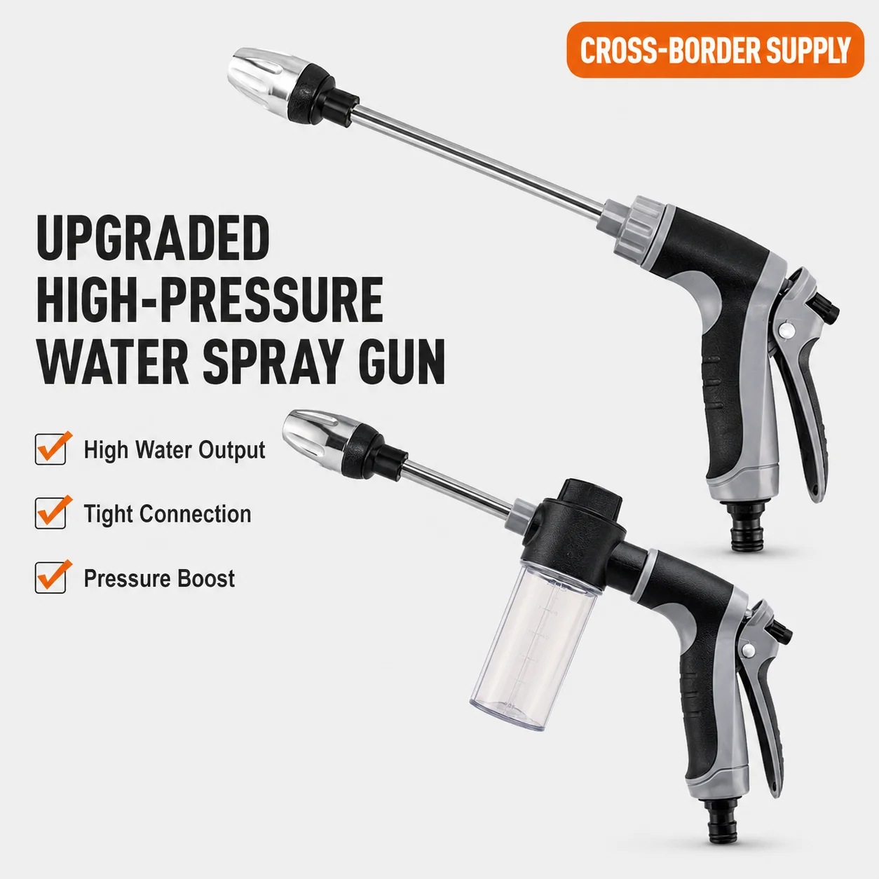 

Foam Spray Gun High Pressure Water Nozzle Long Rod Car Wash Garden Cleaning Hose Sprayer with Bottle Connectors