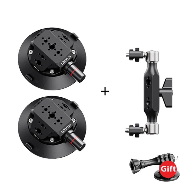 Ulanzi TB15 Camera Zuignap Autohouder Mount voor Gopro Insta 360 DJI Actie Camera Telefoon DSLR met 1/4 "3/8" 360 °   Verstelbaar