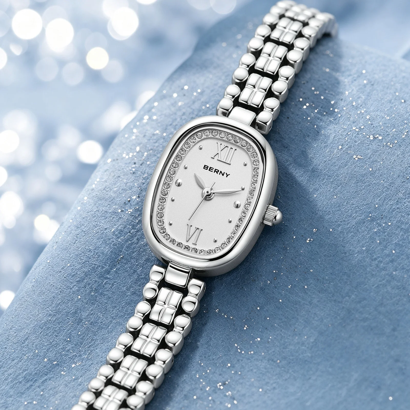 BERNY Uhren für Damen, oval, lässig, elegant, Damen-Quarzuhr, leicht, modisch, für Mädchen, Kleid, Edelstahl-Armbanduhr – Detail 19