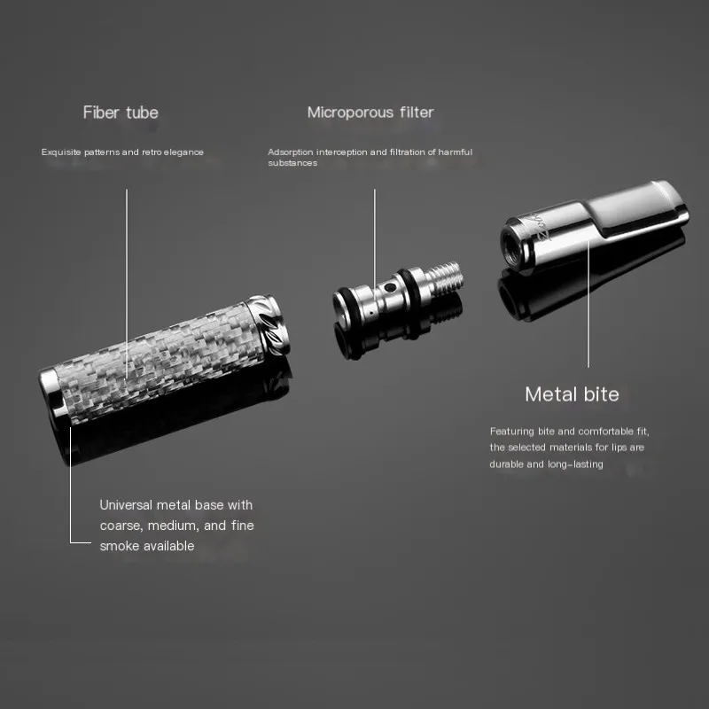 ZOBO كامل المعادن تصفية حامل السجائر المعبرة ل 5.5 مللي متر 6.3 مللي متر 7.6 مللي متر السجائر ألياف الكربون الديكور #4
