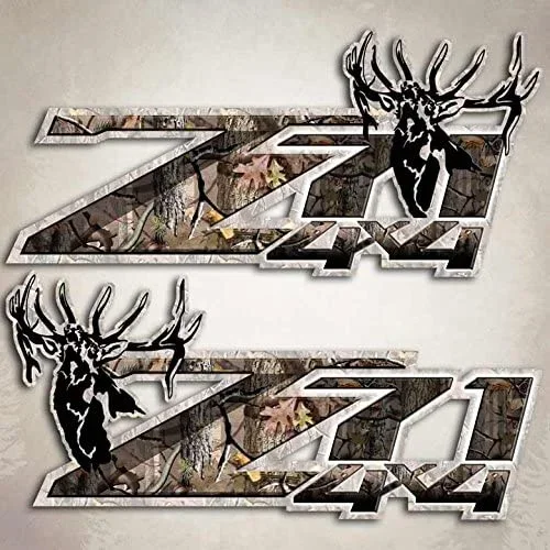 

For x2 Elk Hunting 4x4 Truck Decal Silverado Camouflage Sticker Set