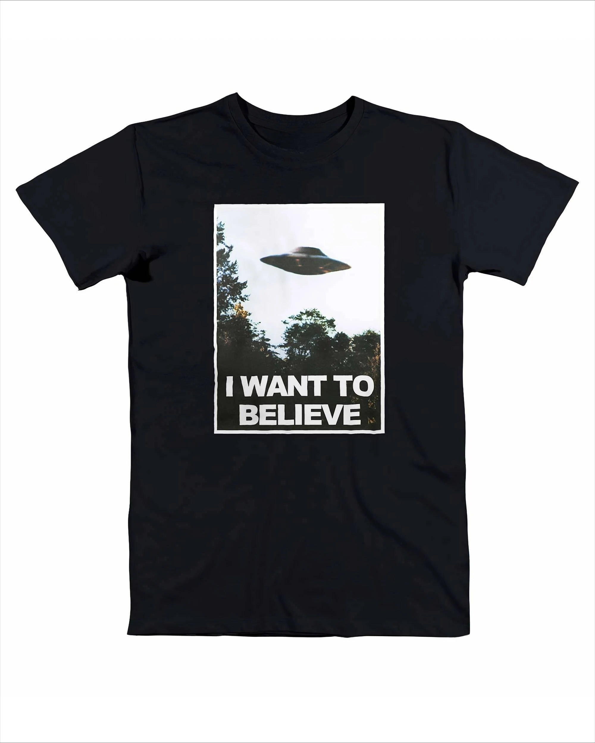 

UFO Poster Graphic Printing Summer Luxury Brand Pure Cotton Men's and Women's T-shirt Short Sleeve Street Fashion Trend Clothing