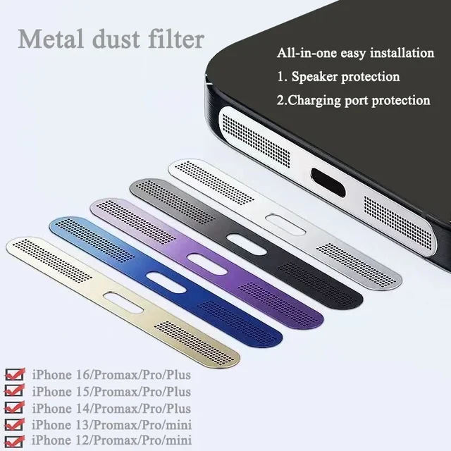 Metalowa siatka przeciwpyłowa do iPhone'a 12 13 14 15 16 Pro Max Głośnik Siatka przeciwpyłowa Port ładowania Ochrona przed zarysowaniami Akcesoria pyłoszczelne