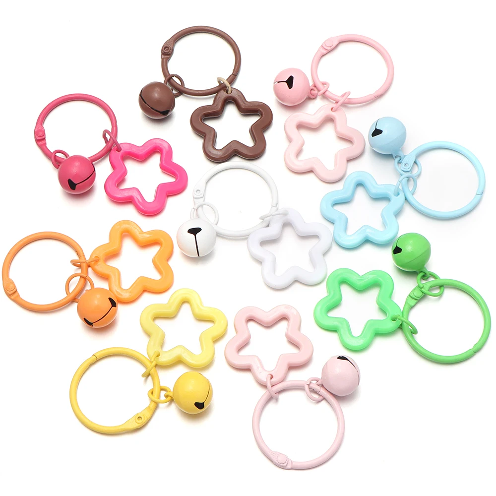 10pcs Acrylic Star Keychains with Small Bell Shaped Pentagram Pendants for Keychain Pendants Fuse Bead Charm Jewelry Accessories - view 6