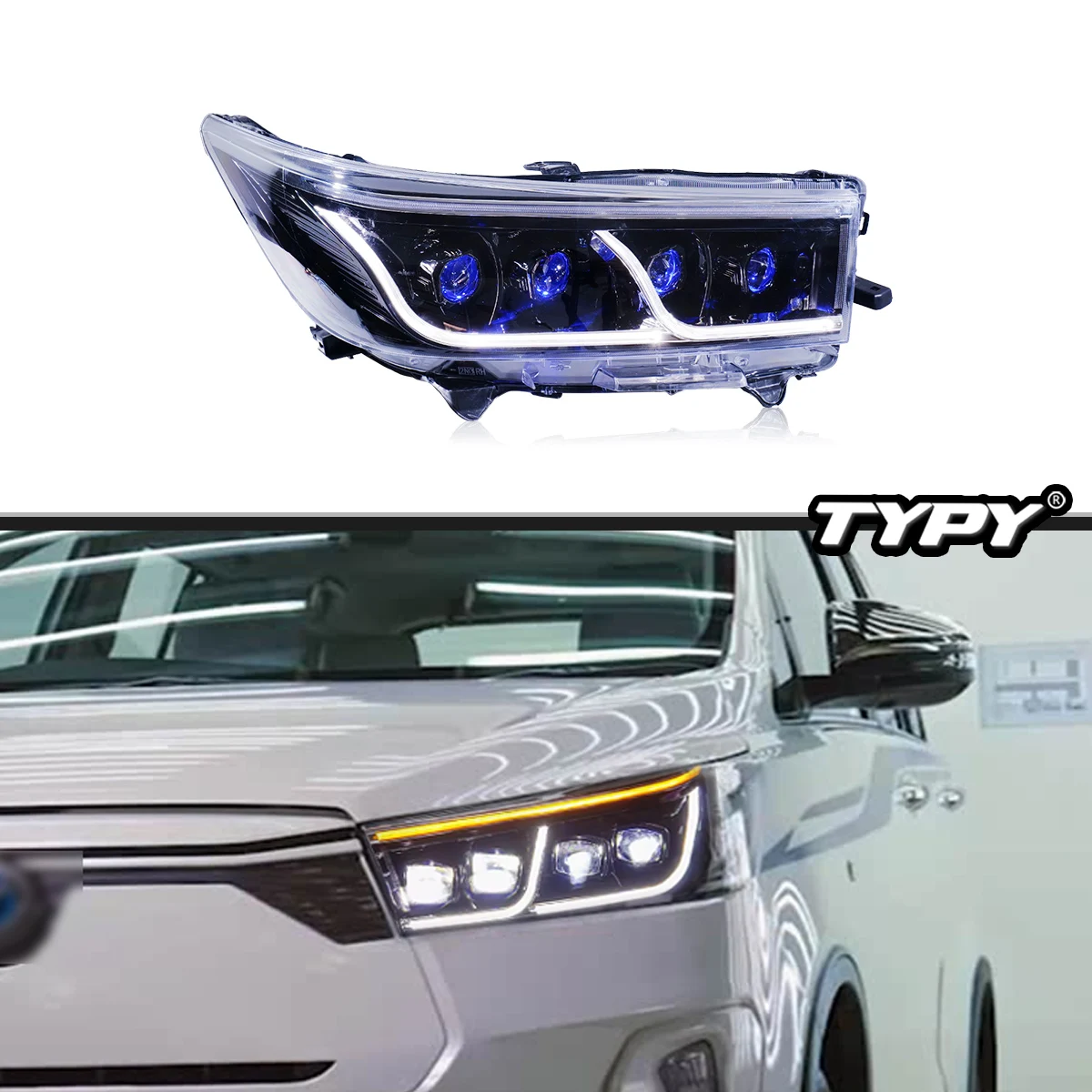 

TYPY новая светодиодная фара, обновленная, модифицированная для Toyota Innova, фара 2016-2024, динамический сигнал, фара, автоаксессуары