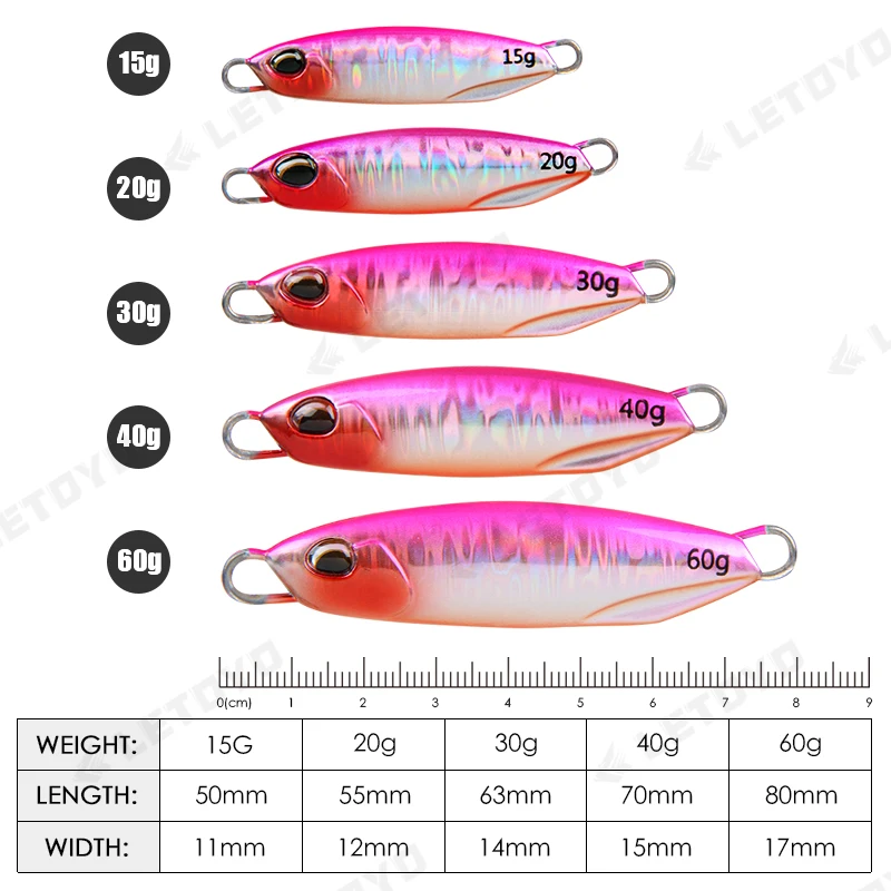 LETOYO NEW Metal Micro Jig 15g 20g 30g 40g 60g Drag Artificial Baits Spinning Sea Fishing Jigs Rockfishing Trout Fishing Lures