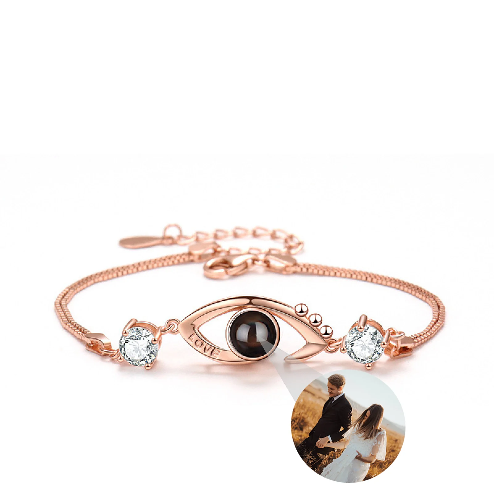 

Personalized Jewelry Trendy Custom Photo Bracelet for Women 925 Sliver 100 Language I Love You Projection Bracelet Memorial Gift