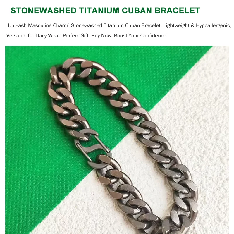 남성용 티타늄 팔찌, 스톤워시드 티타늄 쿠반 체인 팔찌 - Body Jewelry Titanium 리뷰 및 가격