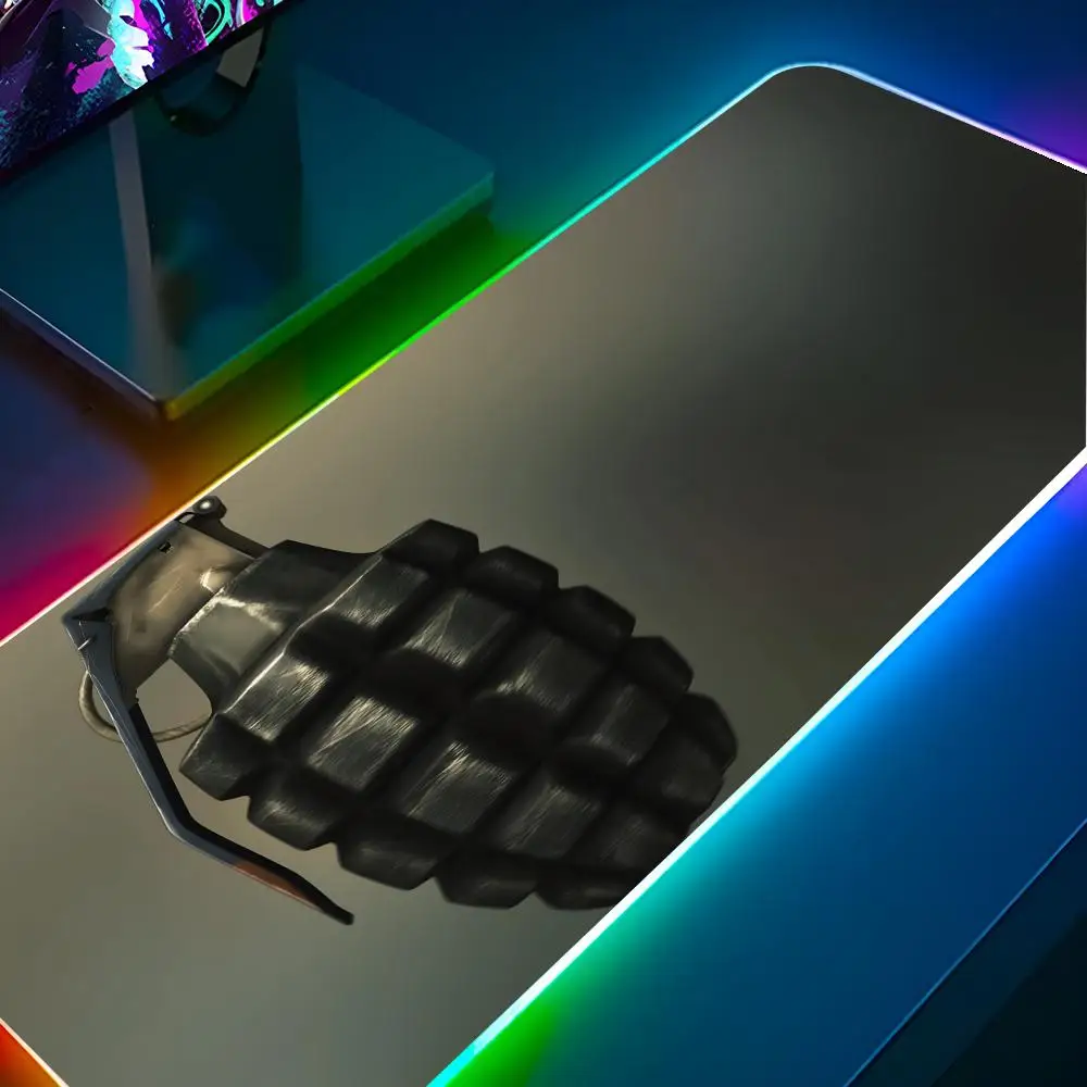 Grenade   Mouse Pad RGB Pc Gamer Keyboard LED Glowing mause pad Mats Rubber Cute Cartoon Gaming Computer csgo lol pubg