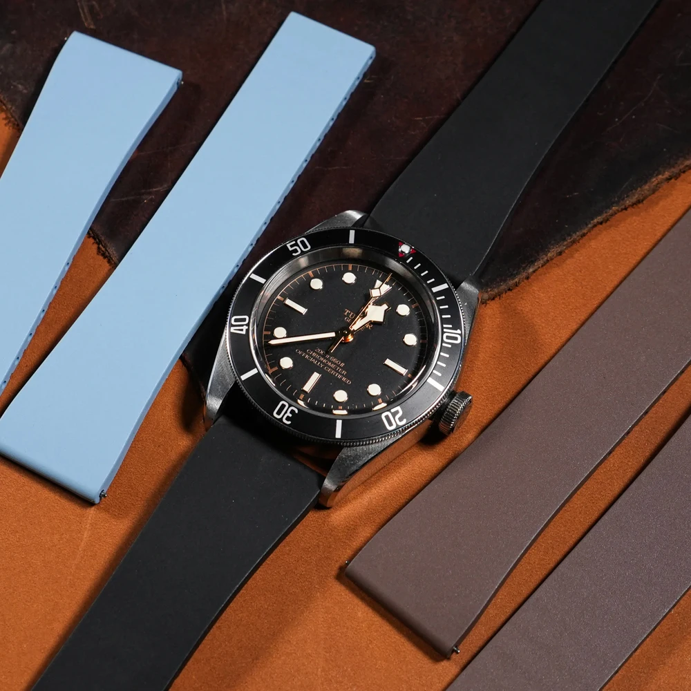 

18mm 19mm 20mm 21mm 22mm Fluororubber Strap for Rolex Watch Day-Date Deepsea Submariner Cut To Size Rubber Band for Seiko Watch