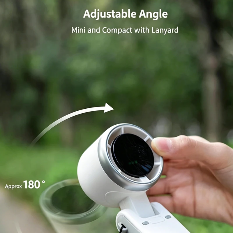 Picture 6: Rechargeable Turbo Handheld Fan Mini Foldable Digital Display Portable Neck Fan 5 Speeds Outdoor Travel Pocket Cooling Fan
