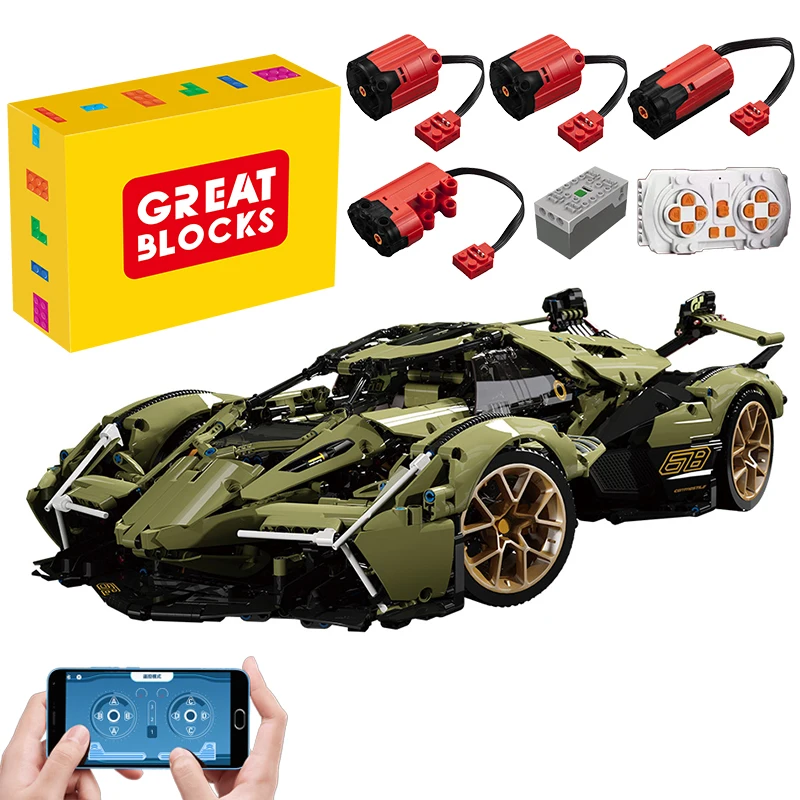 

V12 MY88001 Technical Moter Power APP Remote Control Sets Bricks Building Blocks Super Sports Car Program Toys Kids Educational