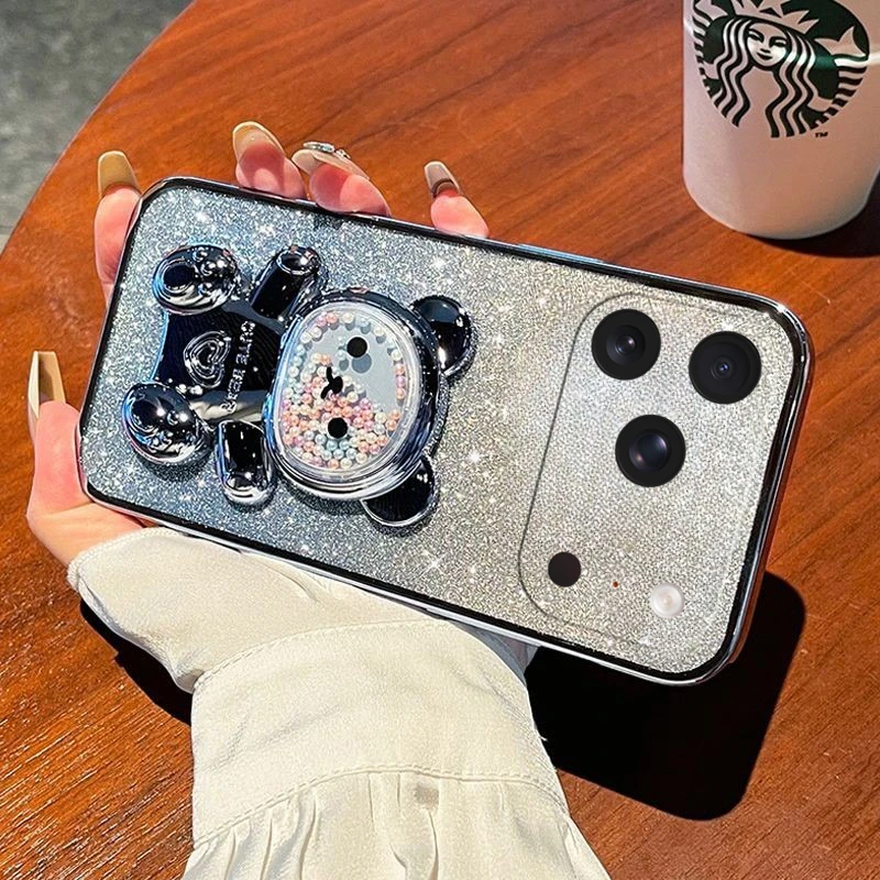 حافظة لهاتف آيفون 17 برو ماكس مطلية بالكهرباء غطاء سيليكون لامع ترتر لهاتف آيفون 17 غلاف خلفي هوائي