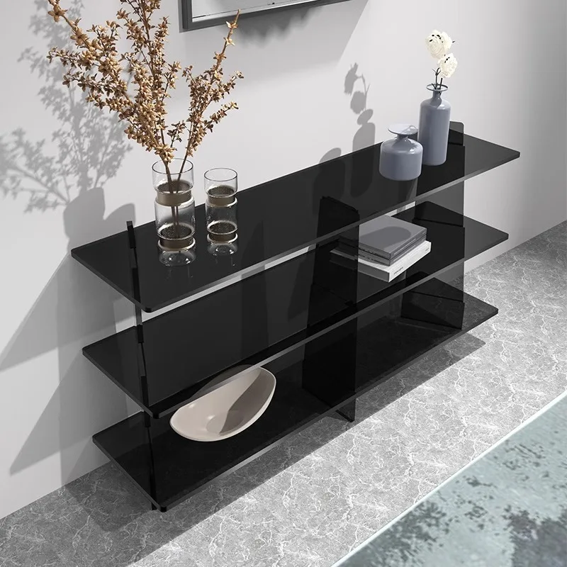 خزانة خالية من الرف، شرفة أكريليك، تخزين متعدد الطبقات مثقوب من الأرض إلى السقف، رف عرض حديث بسيط، غرفة المعيشة #4