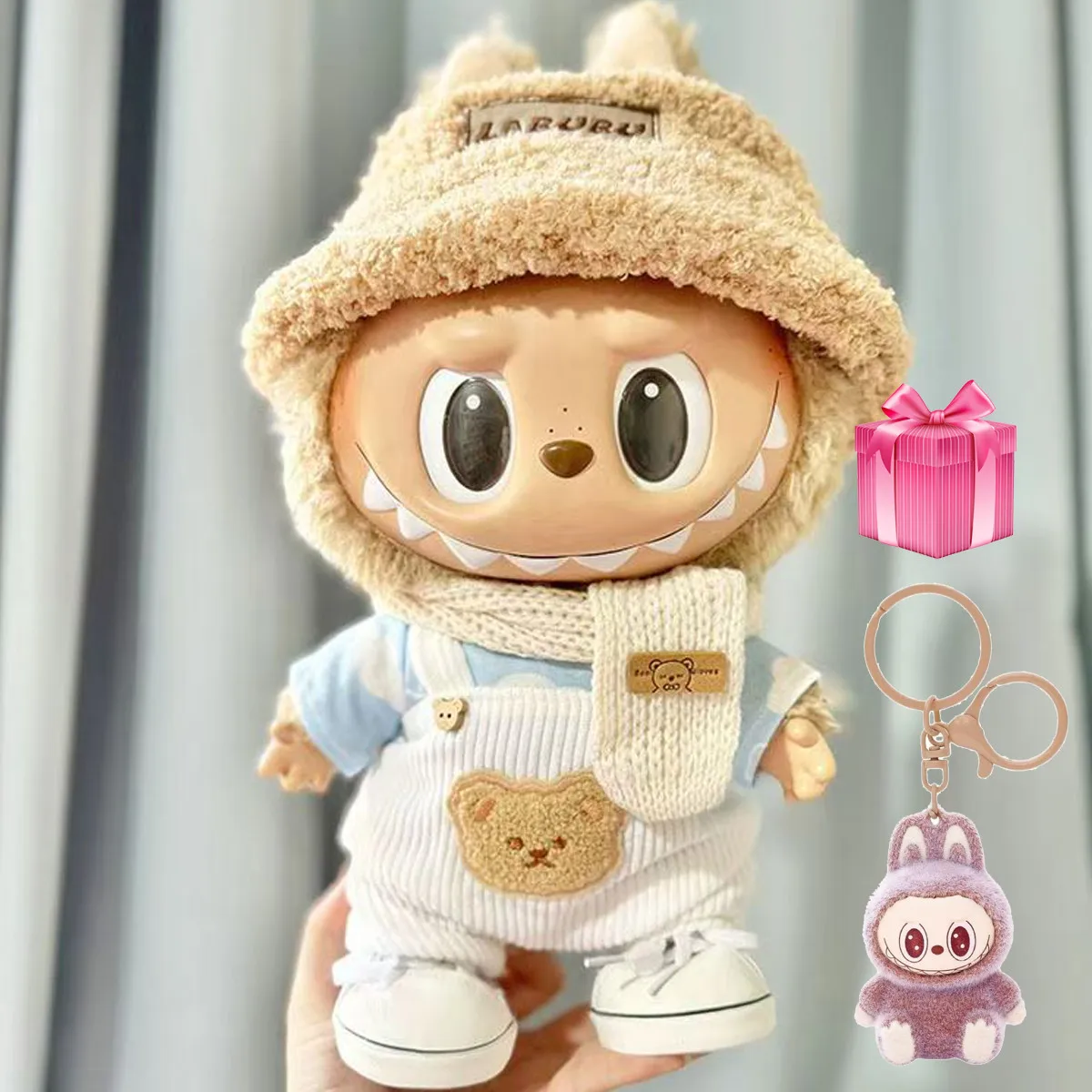 

Labubu Clothes for 38cm Shirt+Scarf+Hat Luxury Clothes Outfit for Plush Doll Playing House Gift for Children