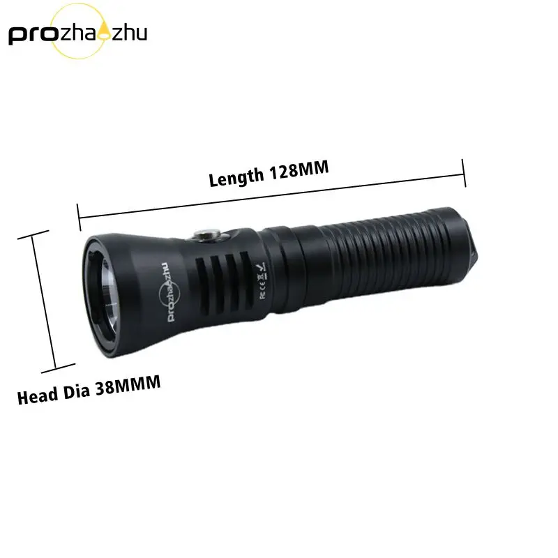 Small Diving Flashlight 1200 Lumen IP68 Waterproof Spotlight 21700 Scuba Diving Light