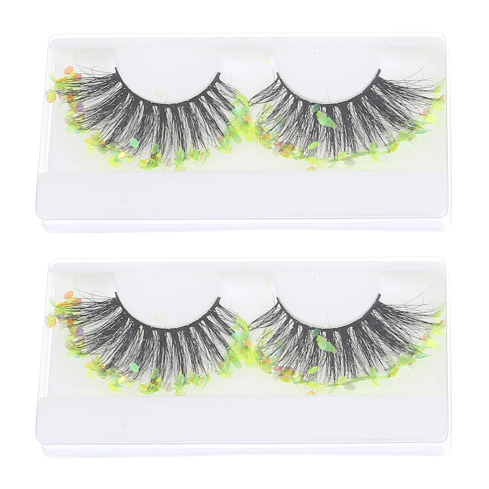 

2Pairs 3D False Eyelashes Sequins Extension Eyelashes Handmade Party Eye Decors Natural Volume Makeup Sequins Fake Lashes