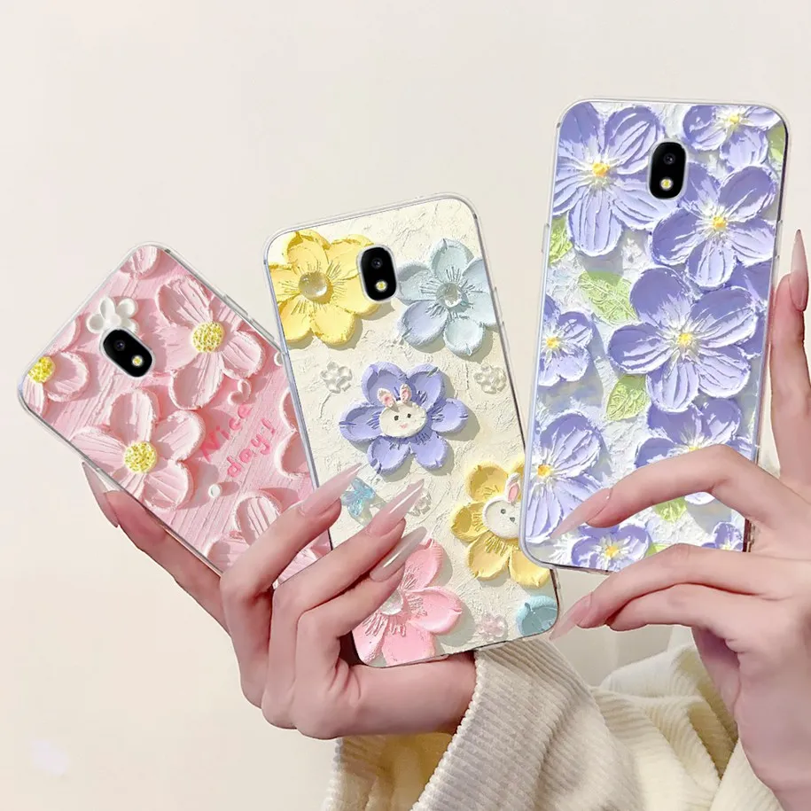 For Samsung Galaxy J7 Pro 2017 Case SM-J730F Cover Popular Flower Soft Silicone Clear Back Cover For Samsung J3 J5 Pro 2017 Capa