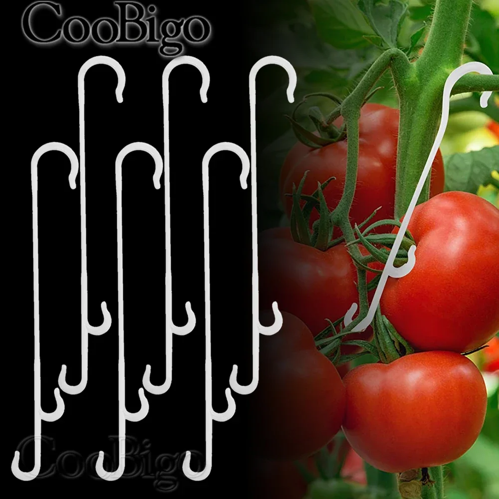 

100pcs Plant Tomato Support Ear Hook Clip Plants Trellis Garden Vegetable Patch Fruit J Shaped Hooks Gardening Supplies Plastic