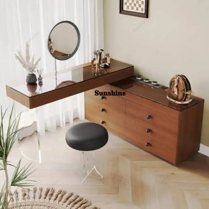 

Brown Long Nordic Vanity Tables Black Luxury Bedroom Luxury Drawers Dressers Makeup Cabinet House Coiffeuse De Chambre Furniture