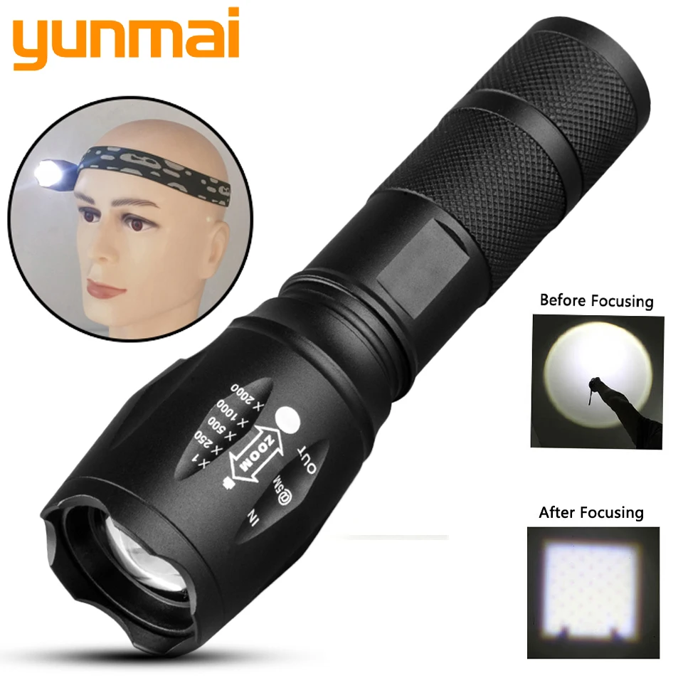 T6/ L2 Led Flashlight 5000LM Ultra Bright Torch Camping Light 5 Switch Mode Waterproof Zoomable Bicycle Light Use 18650 Battery