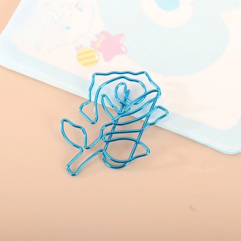 10 قطعة مشابك ورق على شكل وردة مشابك معدنية ملونة مستلزمات مدرسية مكتبية تنظيم المستندات مقاطع معدنية حرفية مستلزمات مكتبية