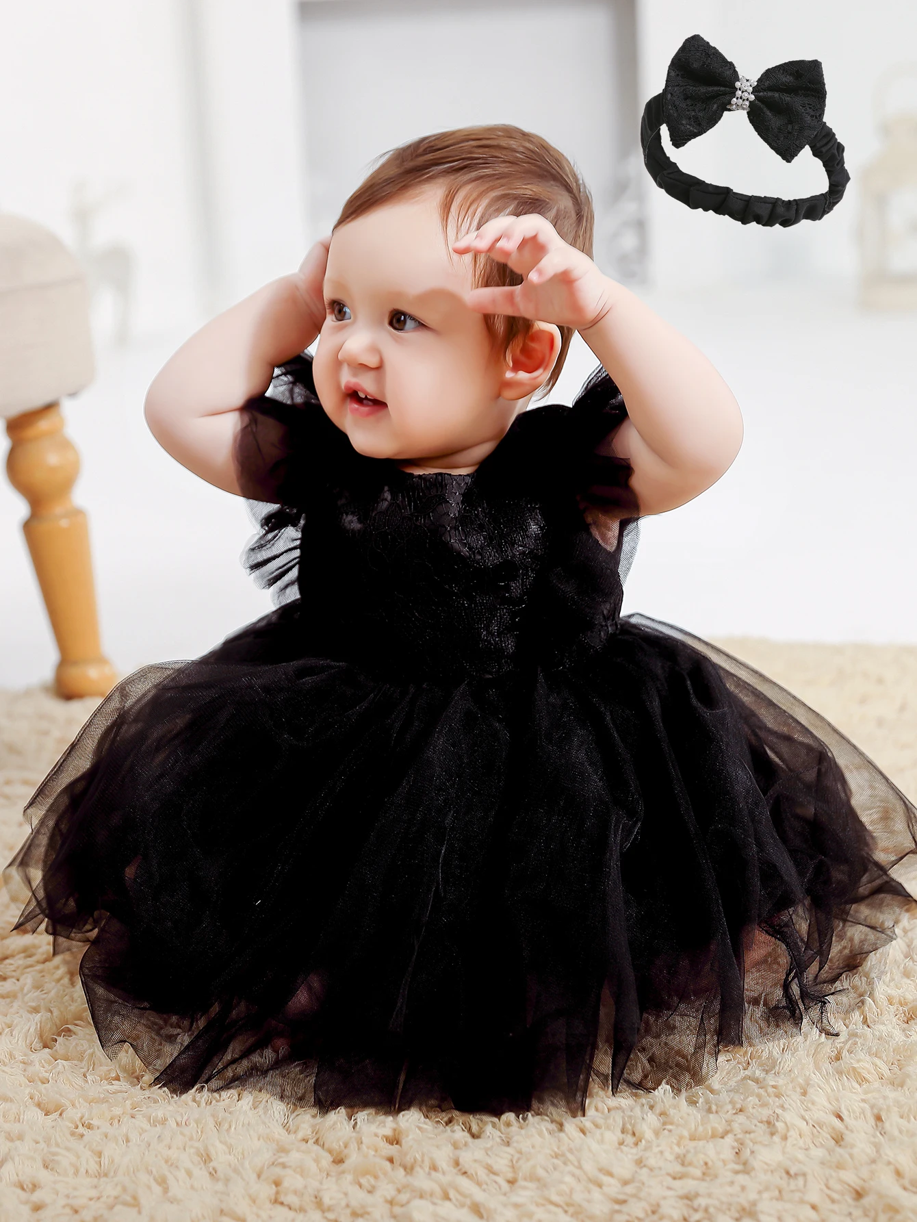 Hot Selling Small Baby Birthday Party Dress Girls\' First Birthday Frock With Headband