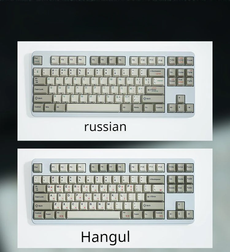 Russian/Korean Keycaps Side Engraved Cherry Profile PBT Thermal Sublimation Mechanical Keyboard Keycap Keyboards Accessories
