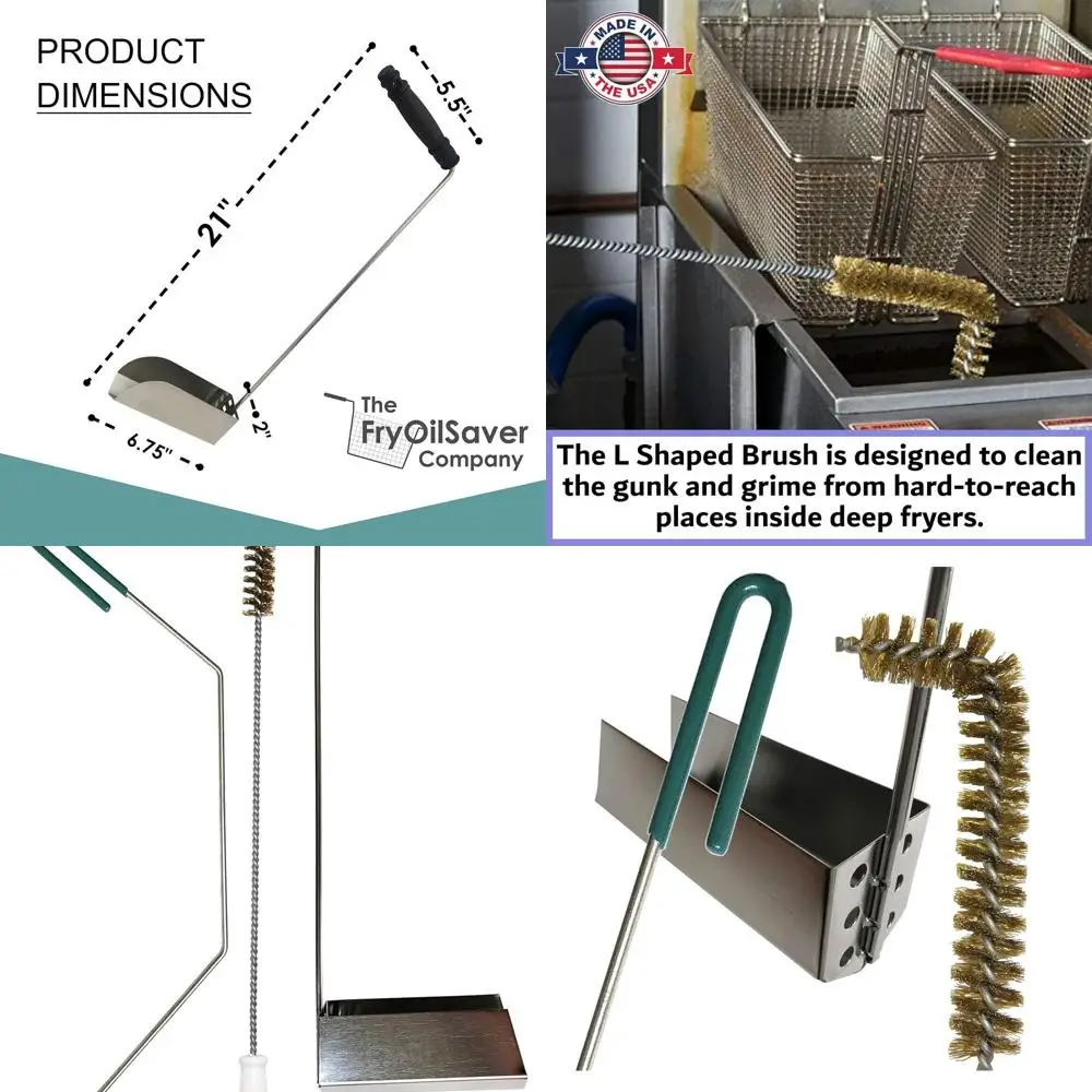 

3-Piece Deep Fryer Cleaning Kit: High Temp Brush & Crumb Scoop for Easy Maintenance