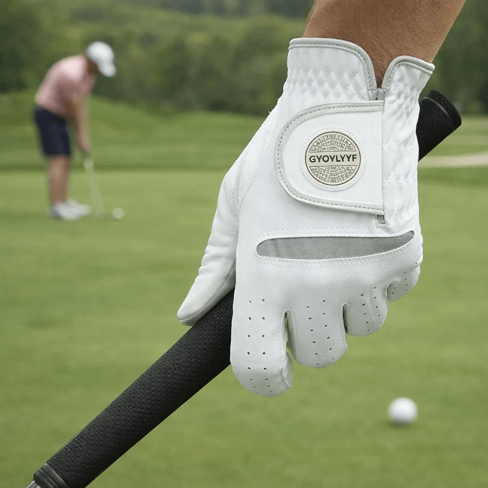 

White Color Golf Glove Detachable Marker Breathable Fabric Breathable Golf Gloves Lightweight Design Replaceable Glove