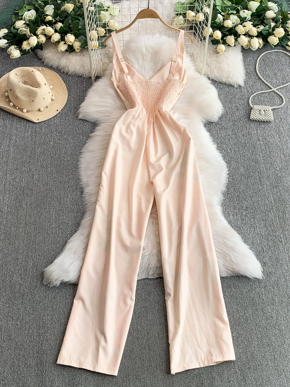 Pantaloni Ele V-ne in spugna da donna Vita snellente Pantaloni a gamba larga a vita alta Comodo abbigliamento casual da ufficio