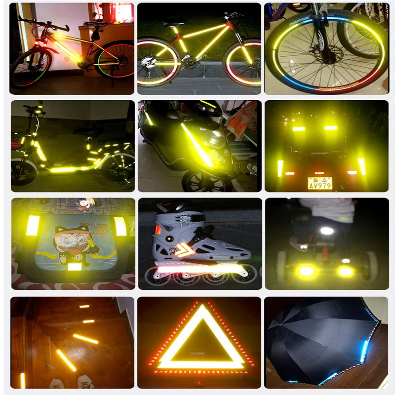 Fluorescent Reflective Tape Mountain Bike Reflective Sticker Electric Vehicle Motorcycle Car Luminous Warning Sticker 1/2cm