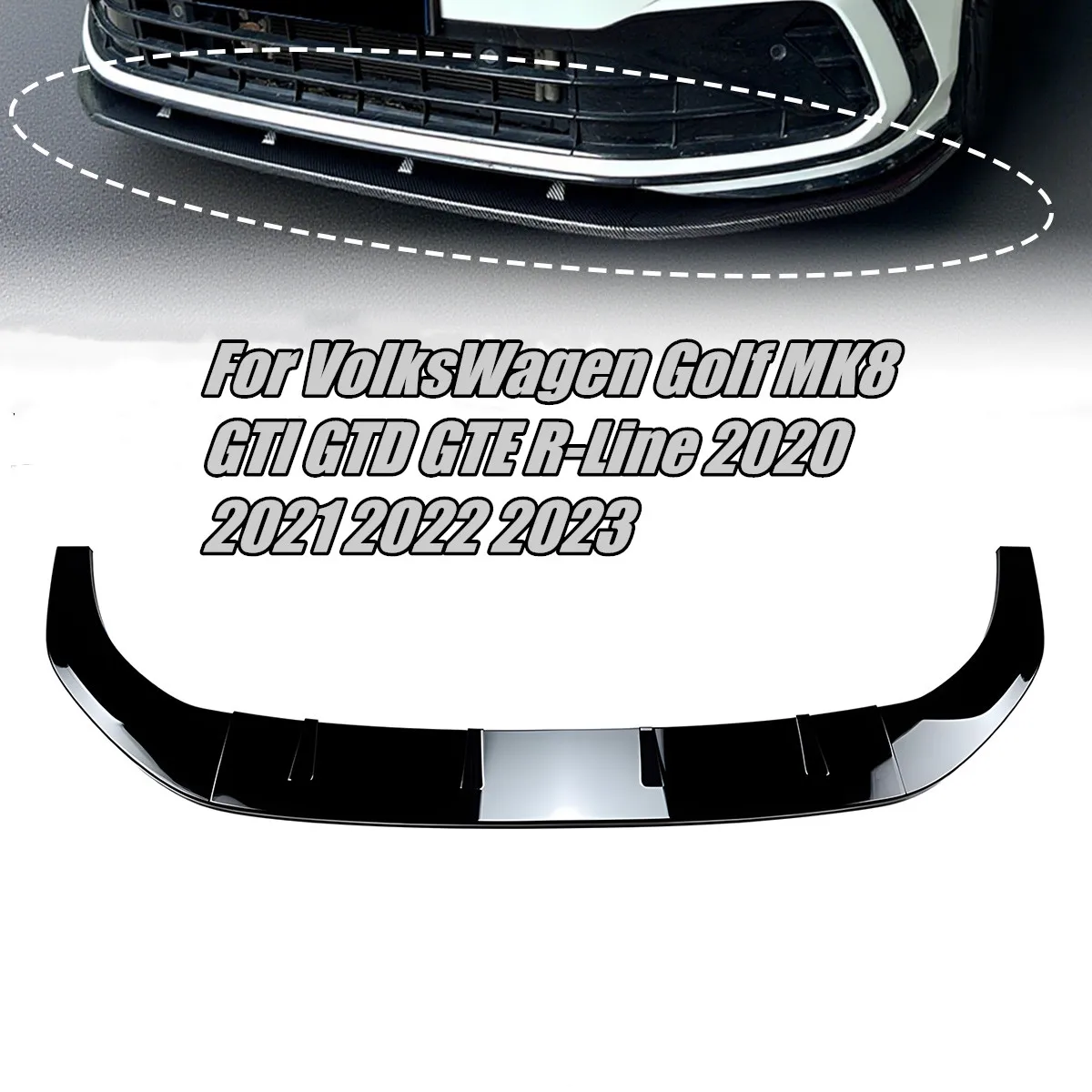 Per Volkswagen VW Golf MK8 Golf 8 GTI GTD GTE R-Line 2020 2021 2022 2023 Spoiler Labbro Paraurti Anteriore Stile Maxton, Splitter e Finiture Sottoscocca