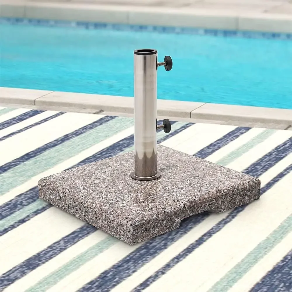 Heavy-Duty Outdoor Square Stone Umbrella Base for 38-48mm Poles, Grey