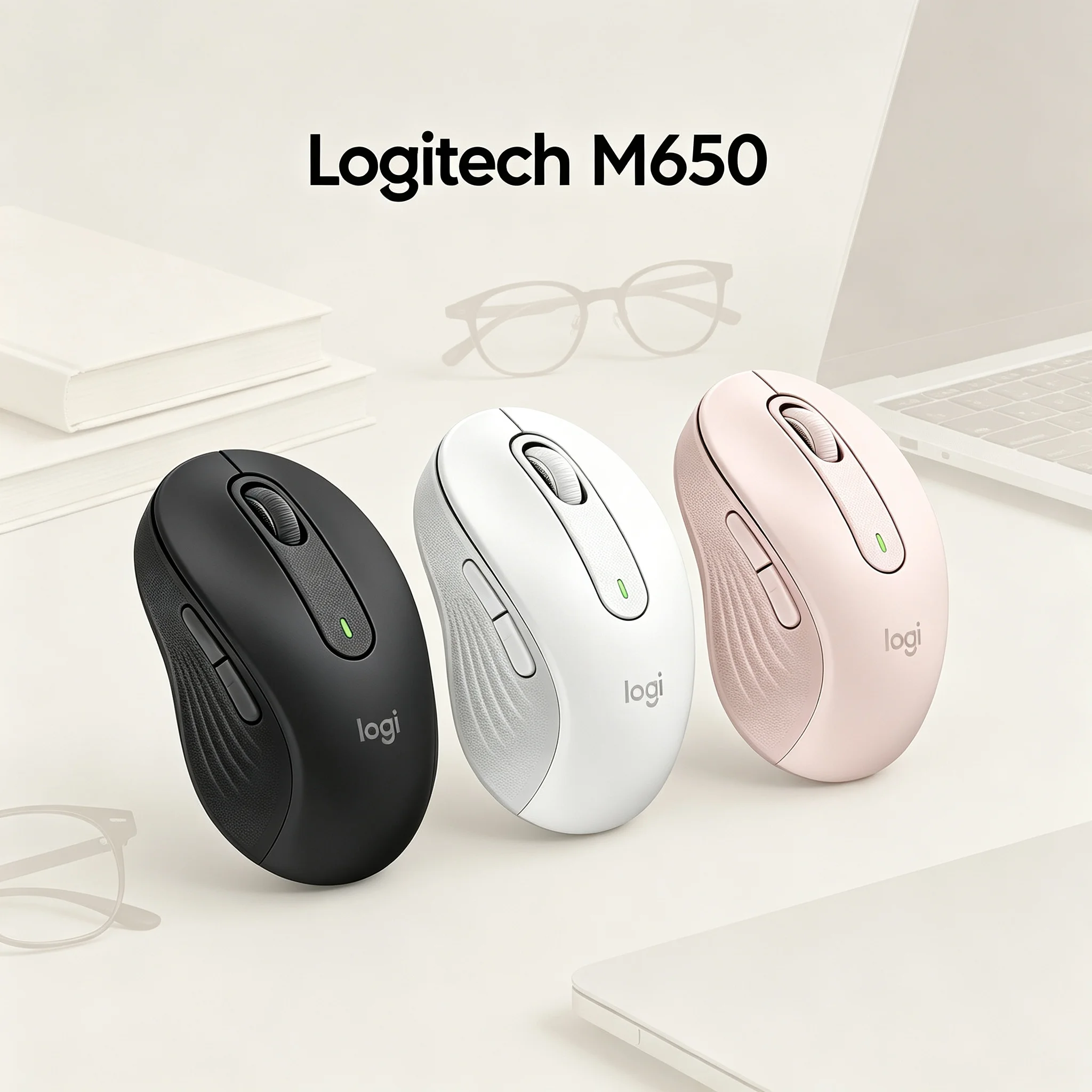 Logitech Signature M650 Wireless Mice Ergonomic Contoured Design SilentTouch Low Noise Clicks 24 Months Battery Life SmartWheel