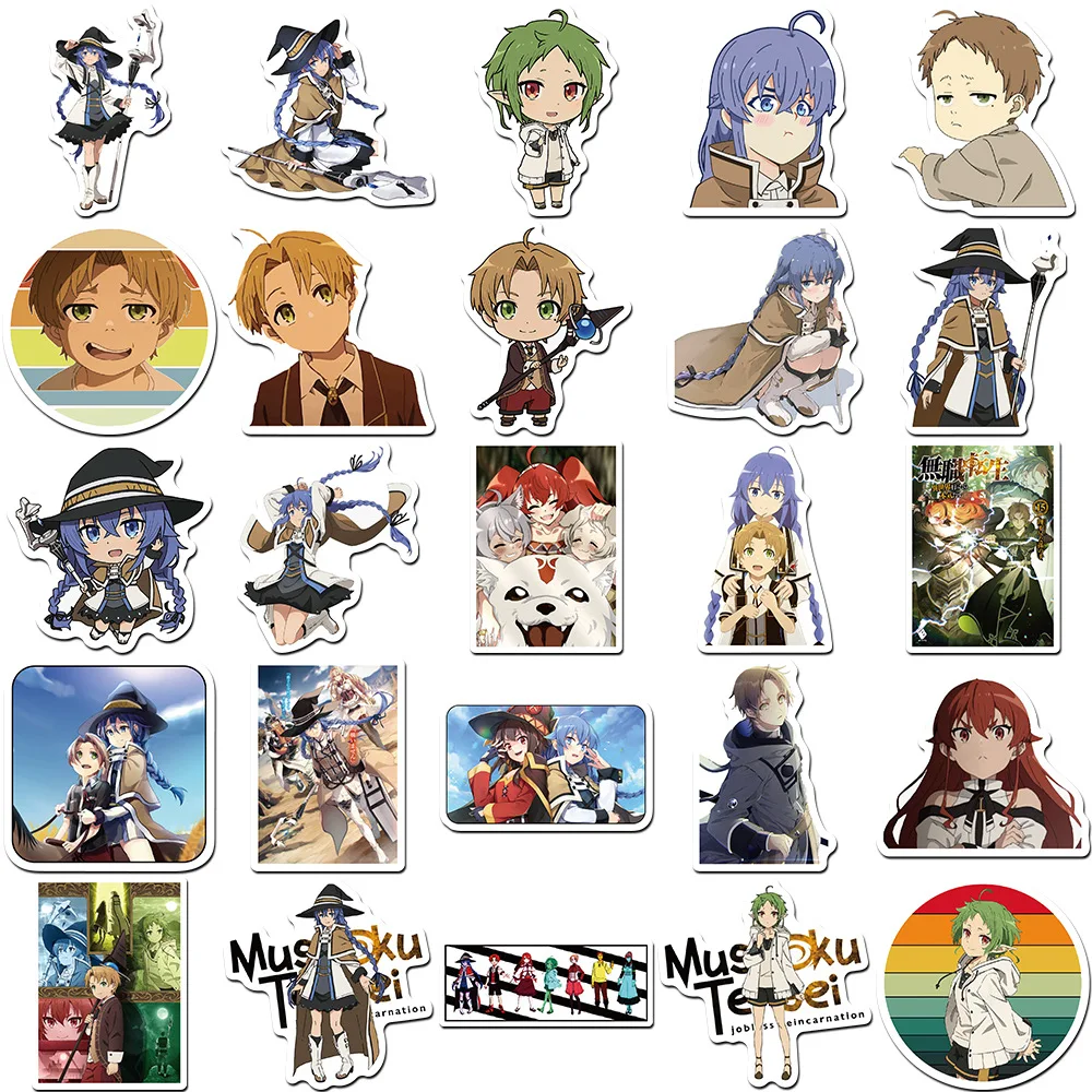 50Pcs Mushoku Tensei Anime Stickers Cute Rudeus Greyrat Sticker Laptop Scrapbooking Luggage Wall Cartoon Graffiti Decal