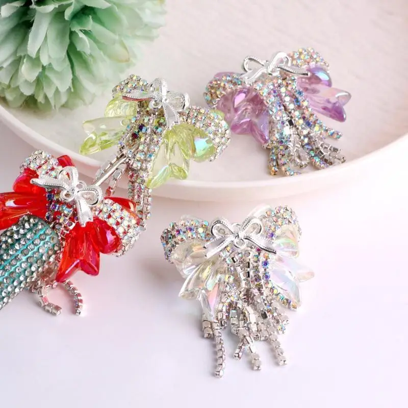Luxuriöses DIY-Armband, 1 Stück, Schleifen-Strass-Perlen mit Kunstkristallen und Quaste für Bastelaktivitäten zu Hause – Detail 2