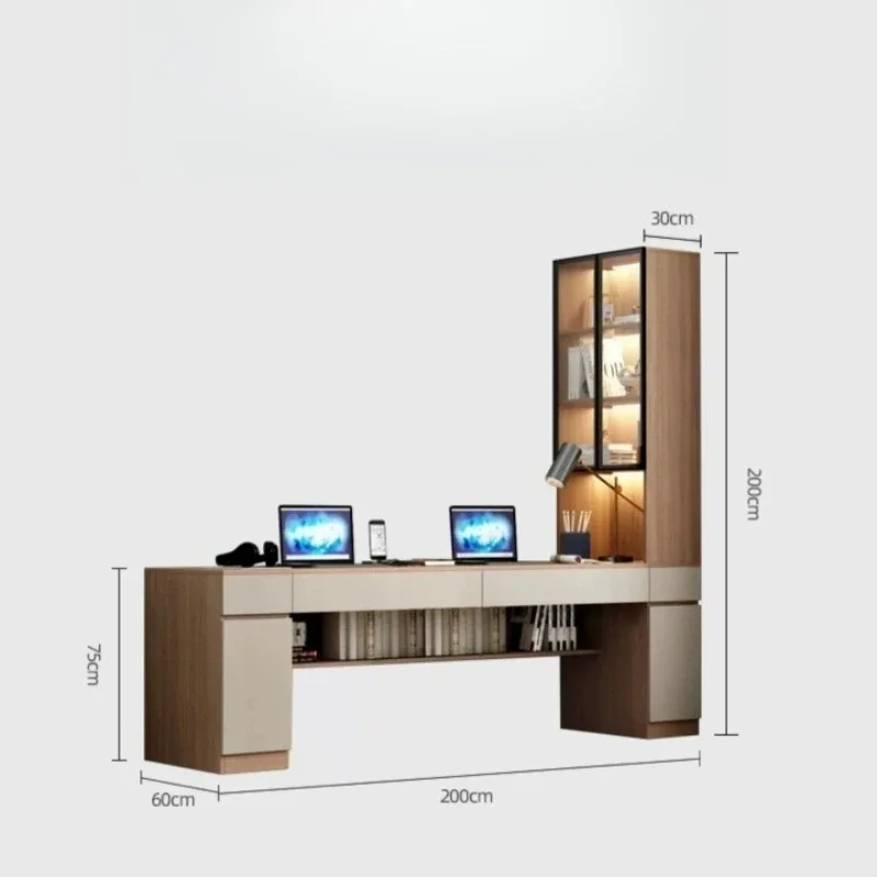 

Desk bookcase integrated household study table writing table modern simple solid wood light luxury