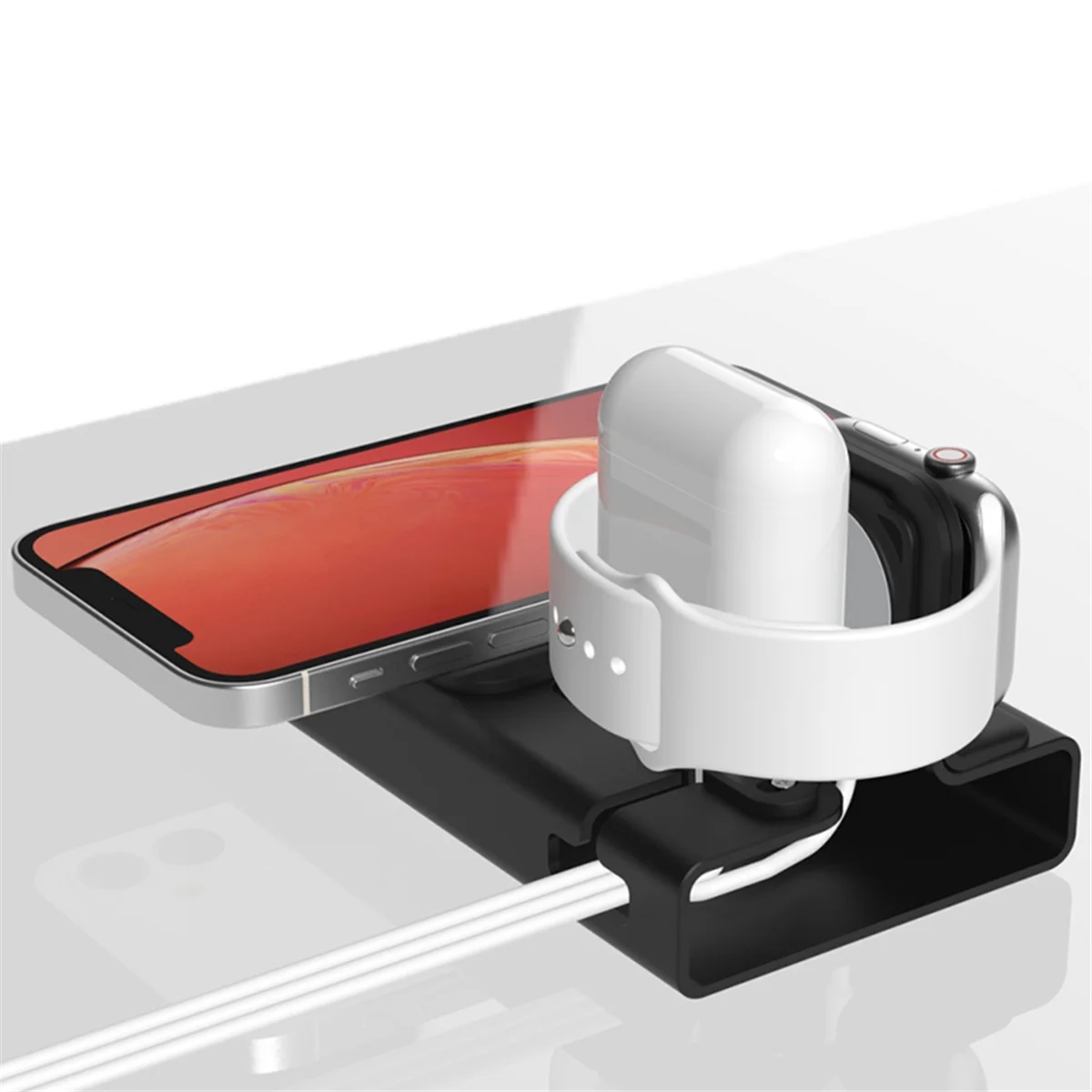 ABNJ Aluminum Alloy Mobile Phone Desktop Stand, Suitable for , Airpod Pro Three-in-One Aluminum Alloy Charging Stand A