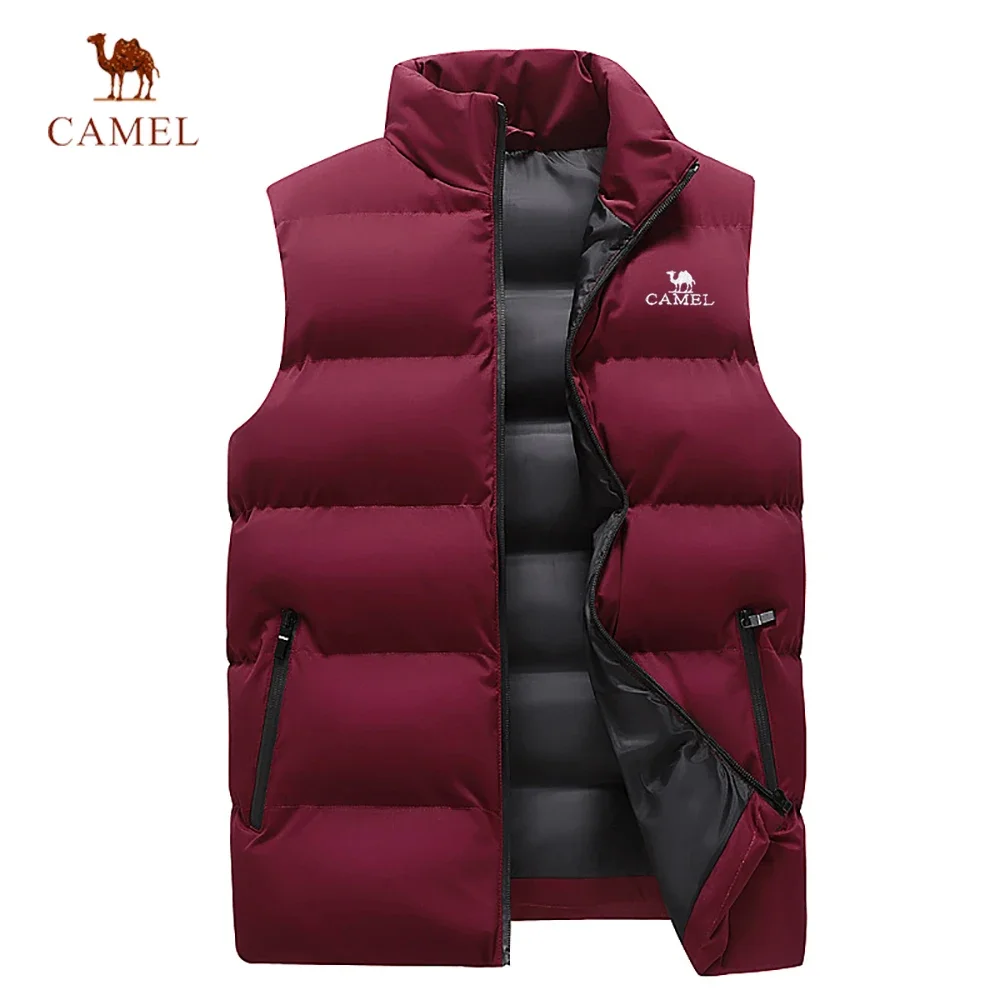 Camel men\'s vest fashion trend zipper vest down jacket men\'s autumn and winter windproof thermal vest jacket