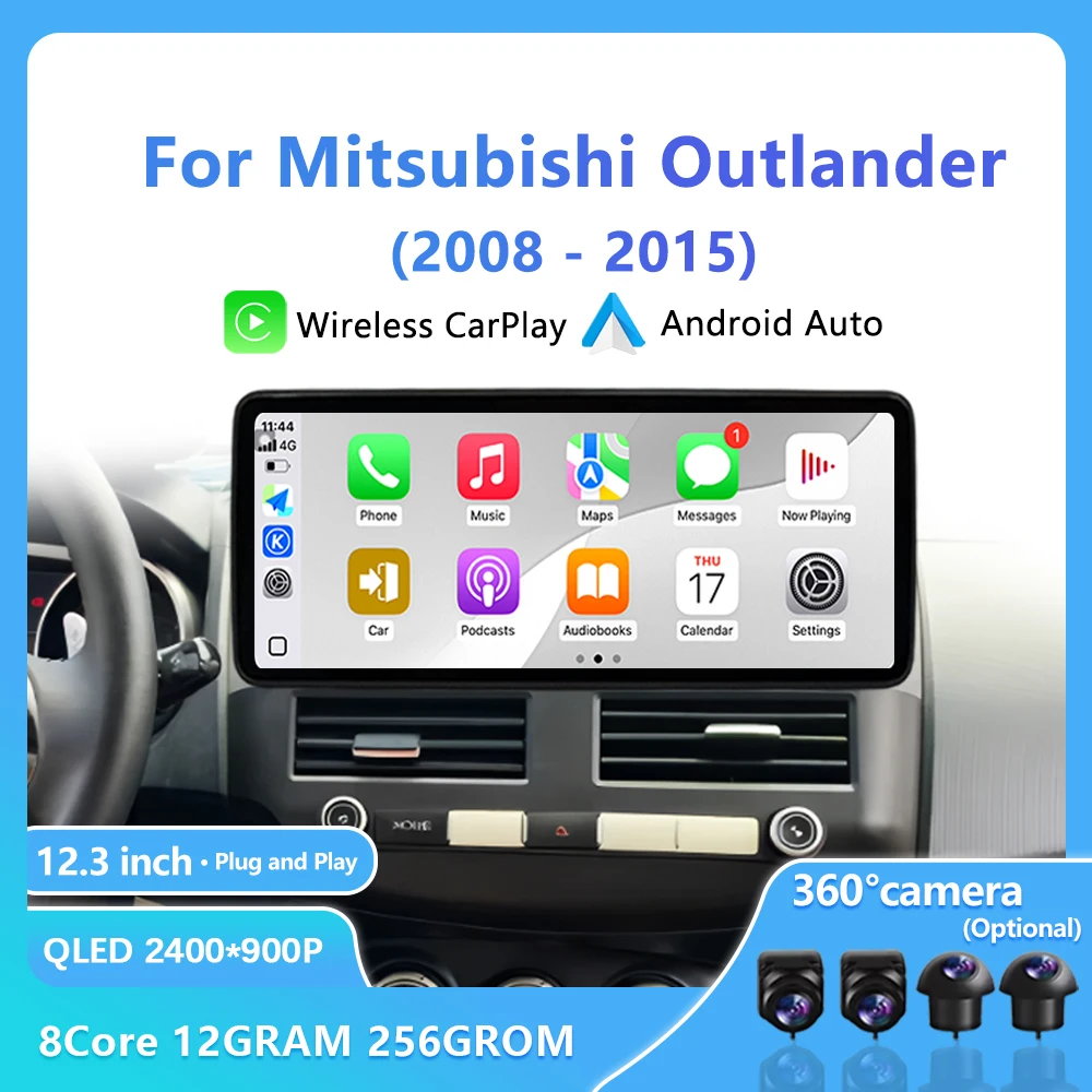 12.3inch Android Auto For Mitsubishi Outlander 2008-2015 Car Radio Multimedia Player DSP Stereo WIFI 4G Touch Screen Accessories