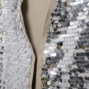 Traf Sparling Silber Pailletten Frauenweste Traf 2024 Sommer mit ärmelloser V -Kopf -Ausschnitt 6 Hauptverkäufe mit Helligkeit - №5