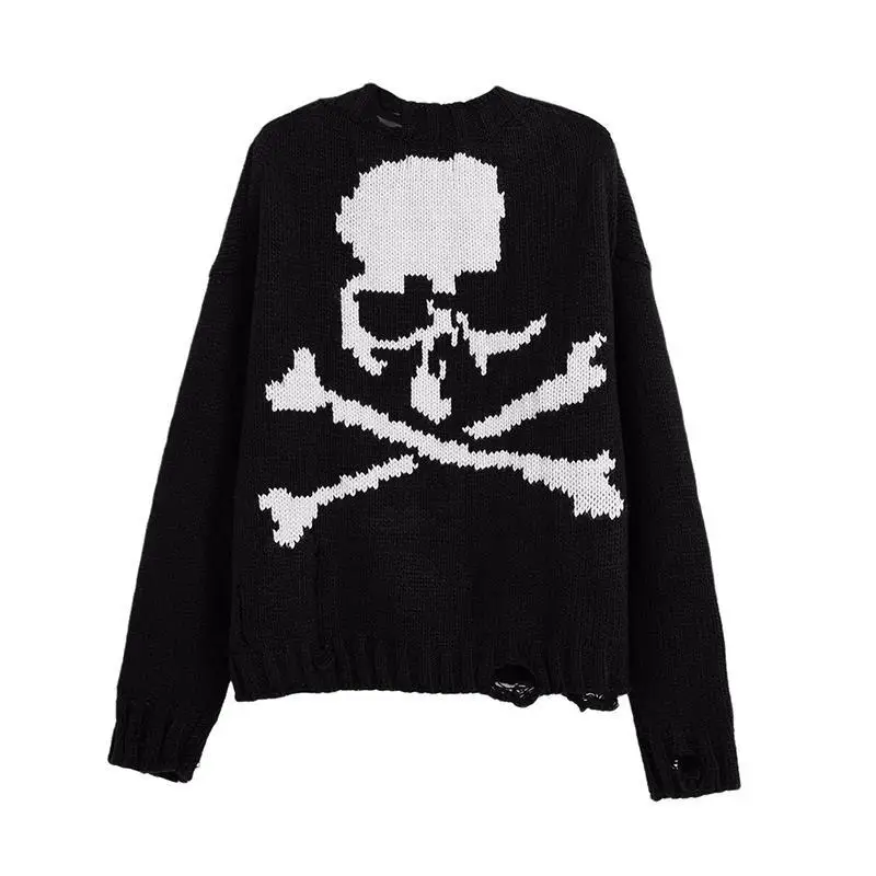 Knitted Sweaters for Men Halloween Pullovers Man Clothes Black Couple Outfit Skeleton Maletry Y2k Streetwear New in Old Sheap X