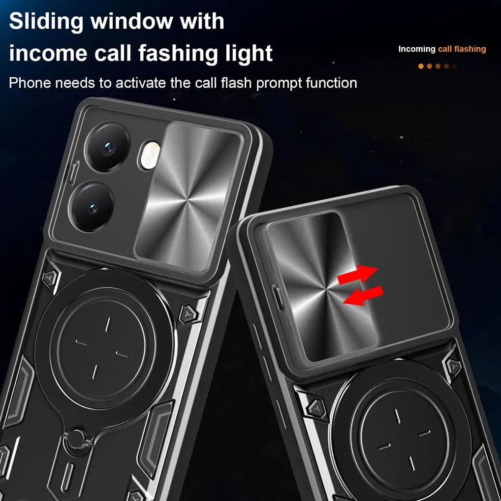 غطاء حماية لهاتف Xiaomi Poco X7 Pro 5G مع حامل حلقي وحامل عدسة حماية Fundas Coque Capa