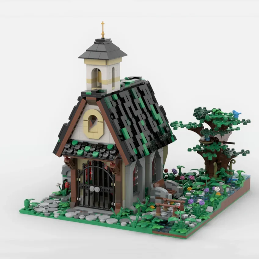 City Street View Model Moc Building Blocks Chapel #09 Model Technology Brick DIY Assembly Construction Toy Holiday Gifts