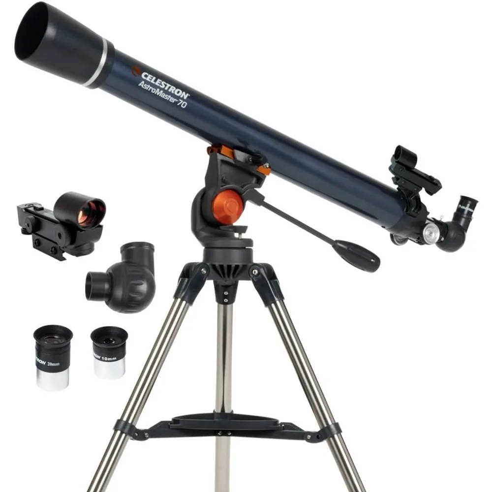 

AstroMaster 70AZ Telescope - Refractor Telescope - Fully Coated Glass Optics - Adjustable Height Tripod