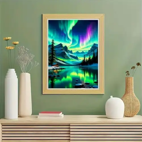 GATYZTORY 5D DIY Diamond Painting Kit, Aurora Northern Lights Landscape Diamond Embroidery Art, Mosaic Canvas for Home Wall Deco - Image 3