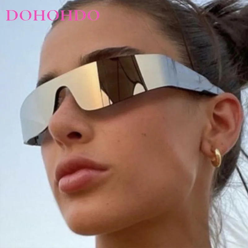

Trendy Oversized Rimless Women Sunglasses Luxury Brand Designer Men Punk Sunglass Travel Cycling Sports Y2K Eyewear Unisex UV400