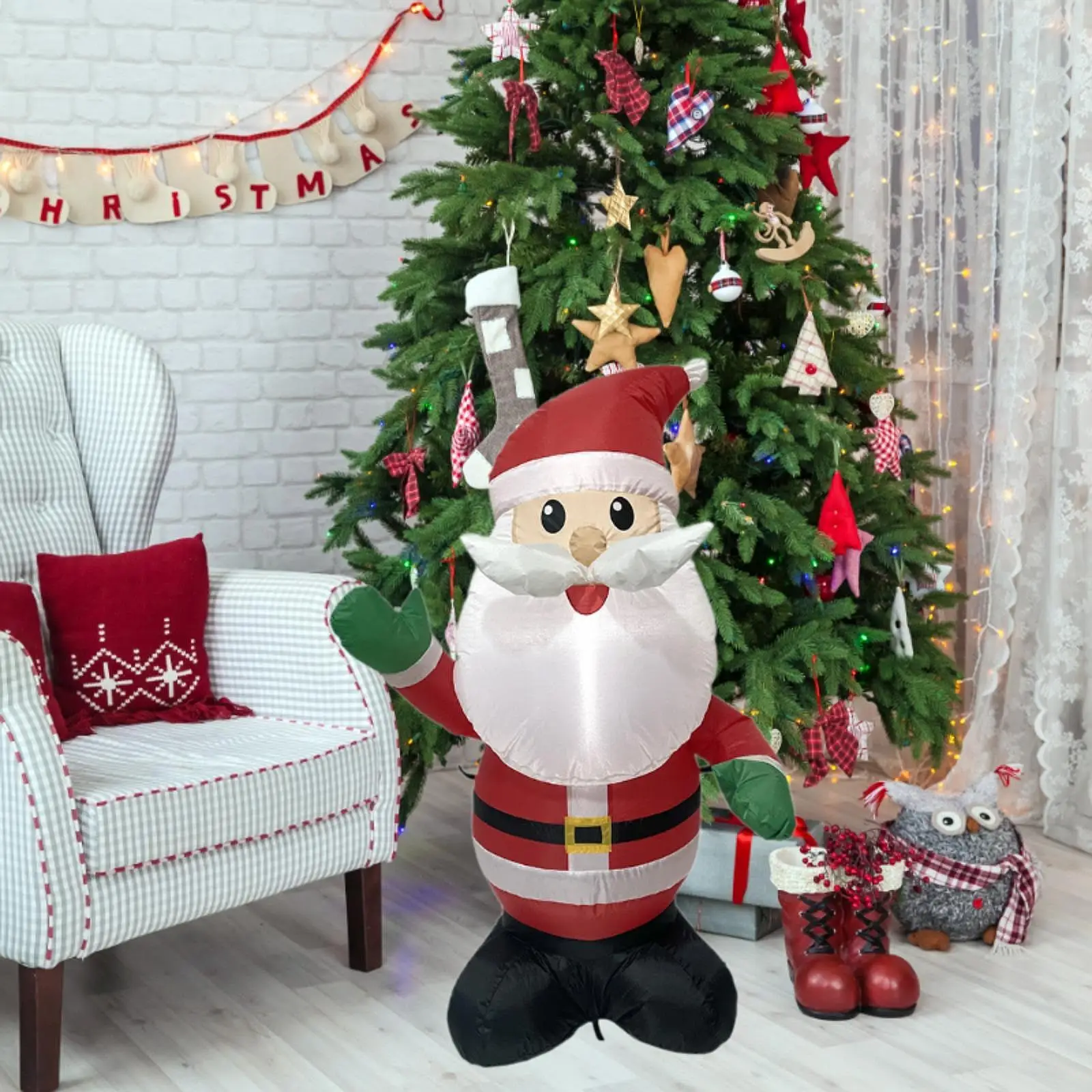 

Inflatable Santa Claus Light up 48Inches Indoor Outdoor Blow Santa Christmas Decoration for Lawn Party Holiday New Year Yard